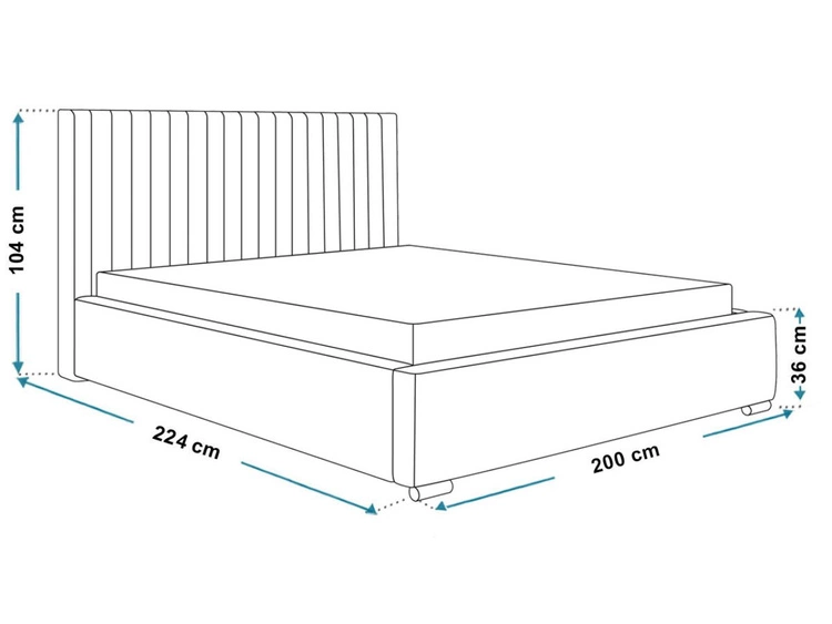 Polsterbett mit Bettkasten und Lattenrost 180x200 Toscania Schwarz