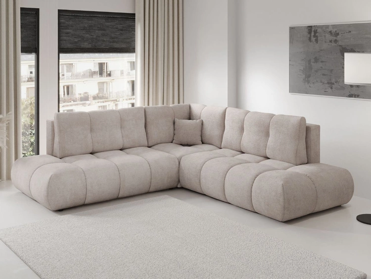 Ecksofa mit Schlaffunktion und Bettkasten Links Kair Beige