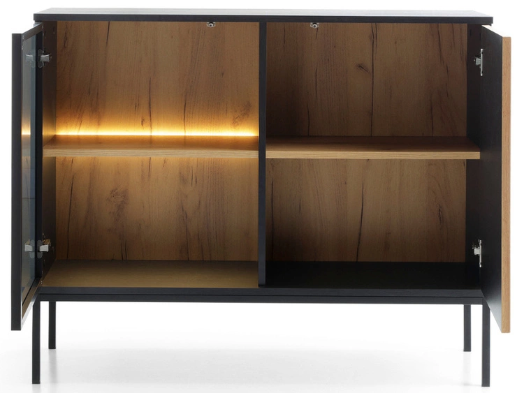 Türkommode mit Led Deo 104 cm Schwarz, Eiche Wotan