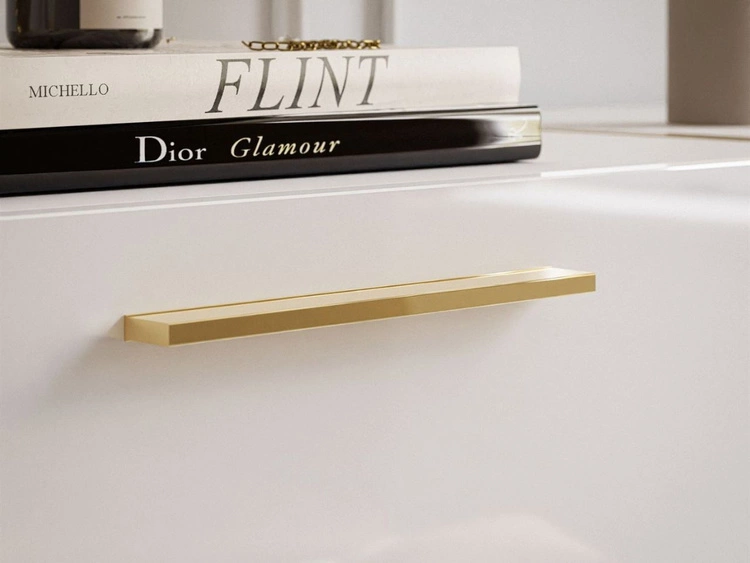 Wohnzimmer-Set mit goldenen Griffen im Glamour-Stil Lunelie Weiß Hochglanz