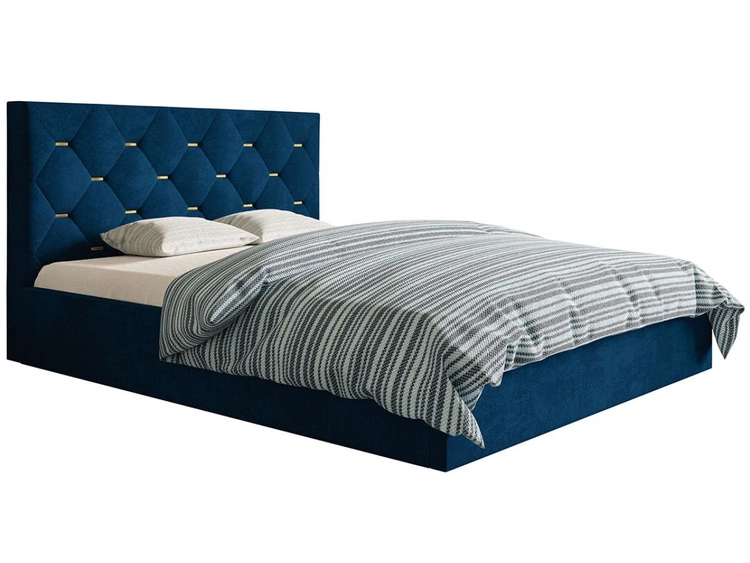 Polsterbett mit Bettkasten und Lattenrost 160x200 Salento Dunkelblau