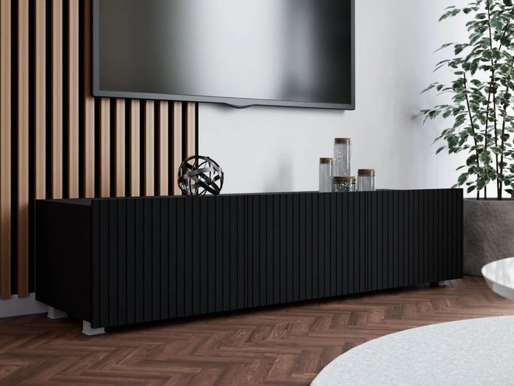TV-Lowboard mit Türen 150 cm Kioto Schwarz matt