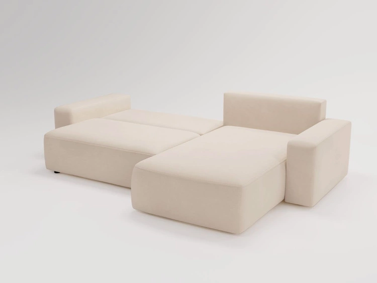 Ecksofa L-Form Rechts mit Schlaffunktion und Bettkasten Tazones Beige