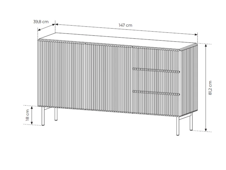 Kommode mit Türen und Schubladen 147 Qualita Schwarz