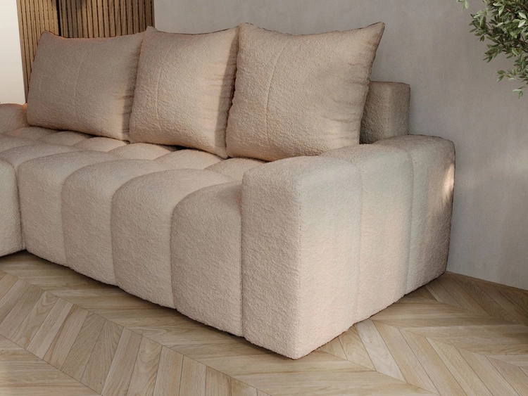 Ecksofa L-Form mit Schlaffunktion und Bettkasten Bresso Beige