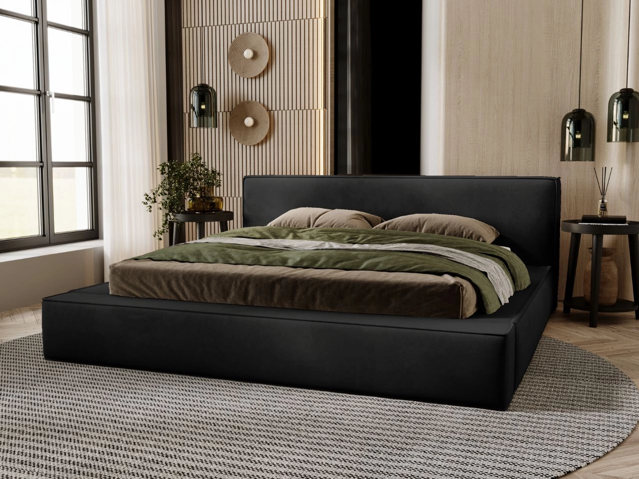 Polsterbett mit Bettkasten und Lattenrost 180x200 Mali Schwarz
