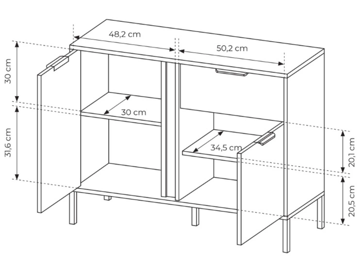 Kommode mit Türen und Schublade Drino Anthrazit