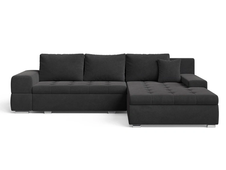 Ecksofa L-Form mit Schlaffunktion und Bettkasten Sonia Schwarz