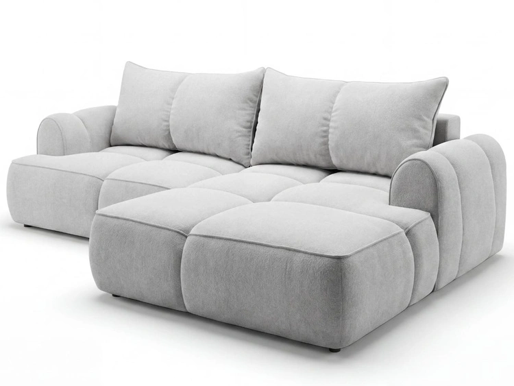 Ecksofa L-Form Rechts mit Schlaffunktion und Bettkasten Bonno Grau