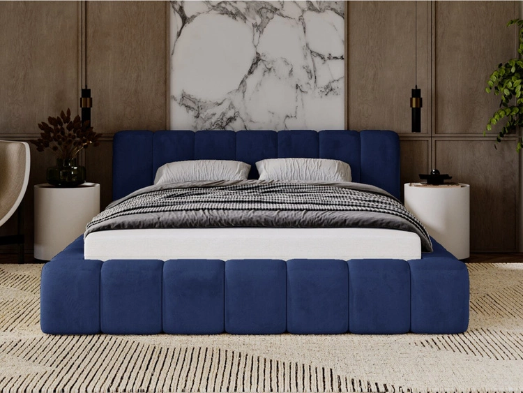 Polsterbett mit Bettkasten und Lattenrost 120x200 Ibiza Dunkelblau