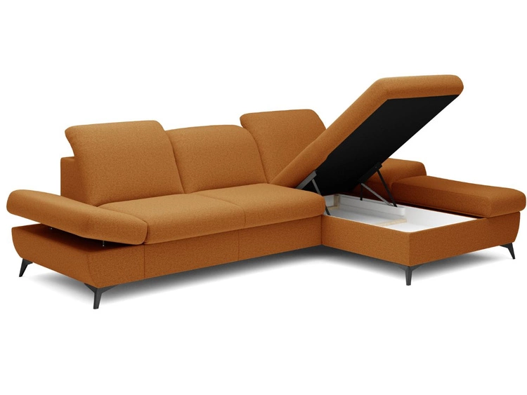 Ecksofa L-Form Rechts mit Schlaffunktion und Bettkasten Hannover Orange