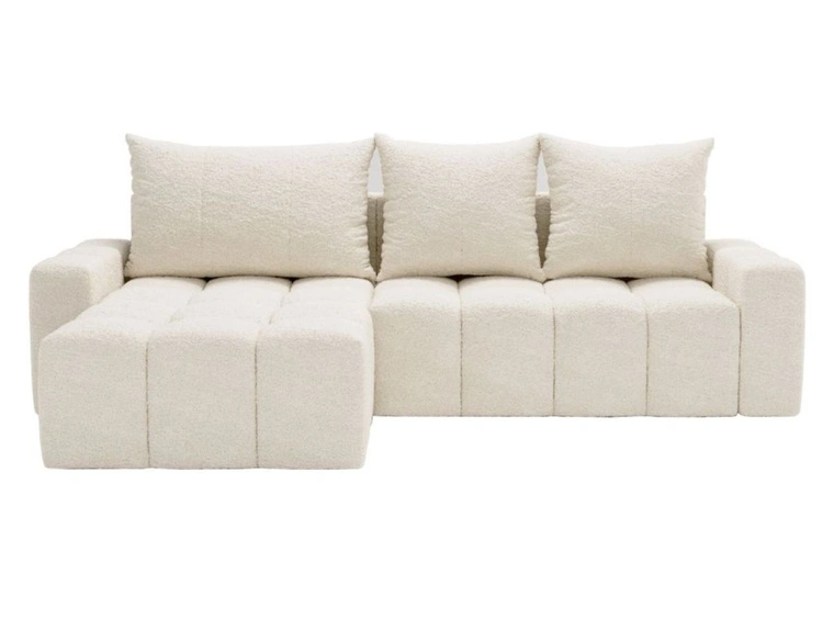Ecksofa L-Form mit Schlaffunktion und Bettkasten Bresso Creme