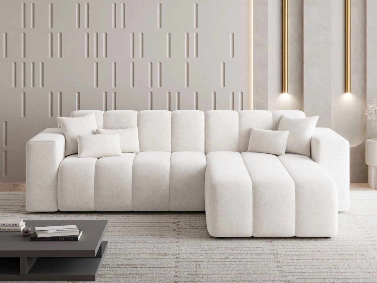 Ecksofa L-Form Rechts Nork Creme