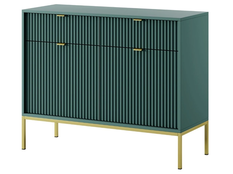 Kommode mit Türen und Schubladen Amber Grün, Gold Frame