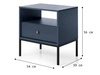 Nachttisch mit Schublade auf Schwarz Metallbeinen Amor Marineblau