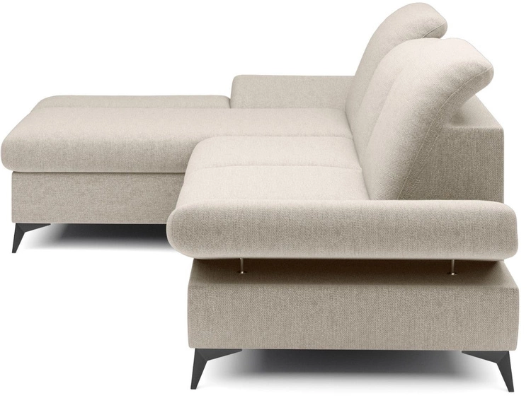 Ecksofa L-Form Links mit Schlaffunktion und Bettkasten Hannover Creme