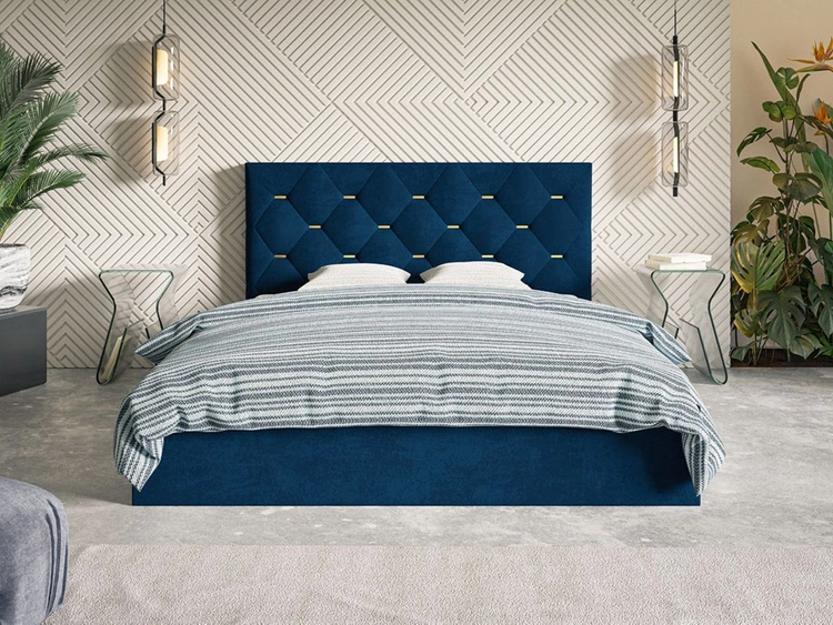 Polsterbett mit Bettkasten und Lattenrost 180x200 Salento Dunkelblau