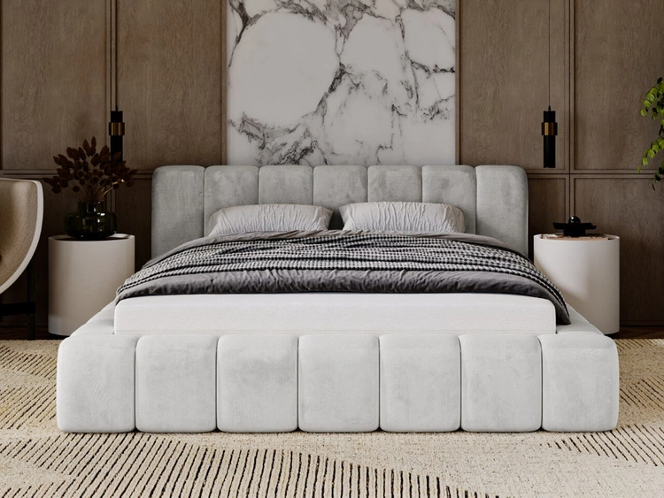 Polsterbett mit Bettkasten und Lattenrost 140x200 Ibiza Hellgrau