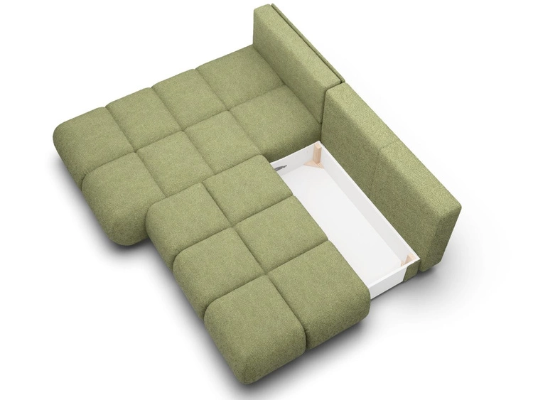 Ecksofa mit Schlaffunktion und Bettkasten Links Milet Grün