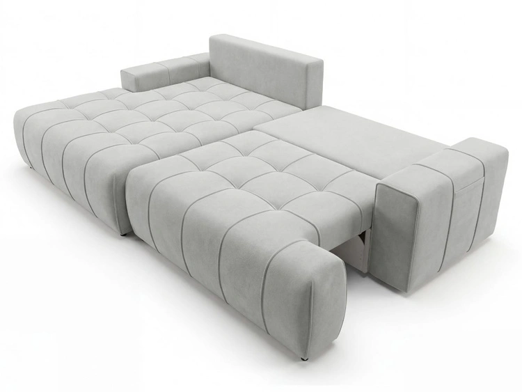 Ecksofa L-Form mit Schlaffunktion und Bettkasten Tulio Links Grau