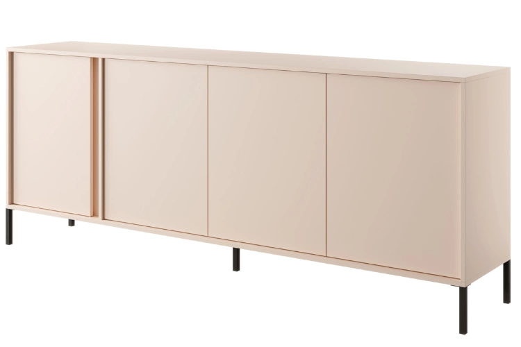 Viertürige breite Holzkommode Dego in der Farbe Beige