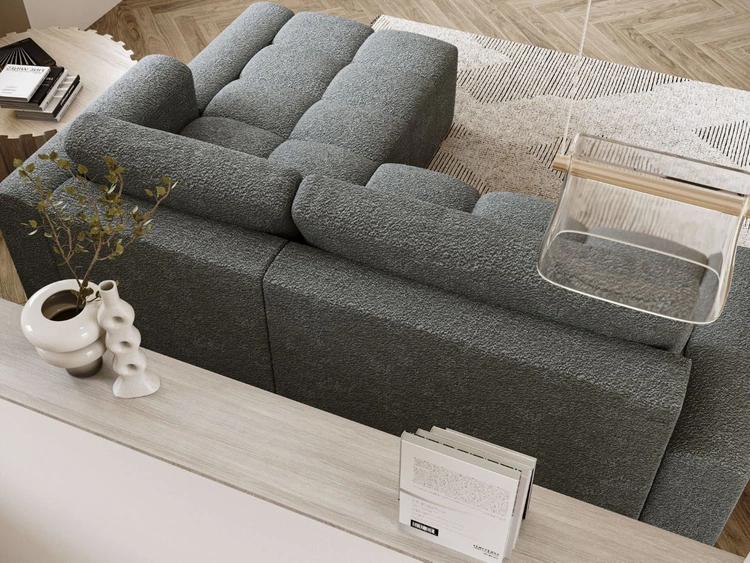 Ecksofa L-Form Rechts mit Schlaffunktion und Bettkasten Lana Grau