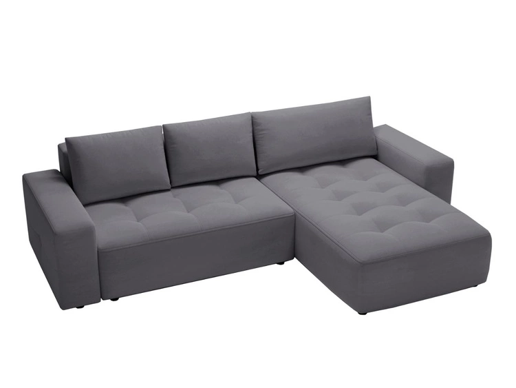 Ecksofa L-Form Rechts mit Schlaffunktion und Bettkasten Portland Grau