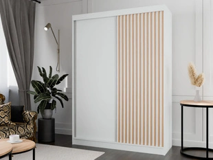 Schiebetürenschrank mit Lamellen 150 cm Loreto Weiß