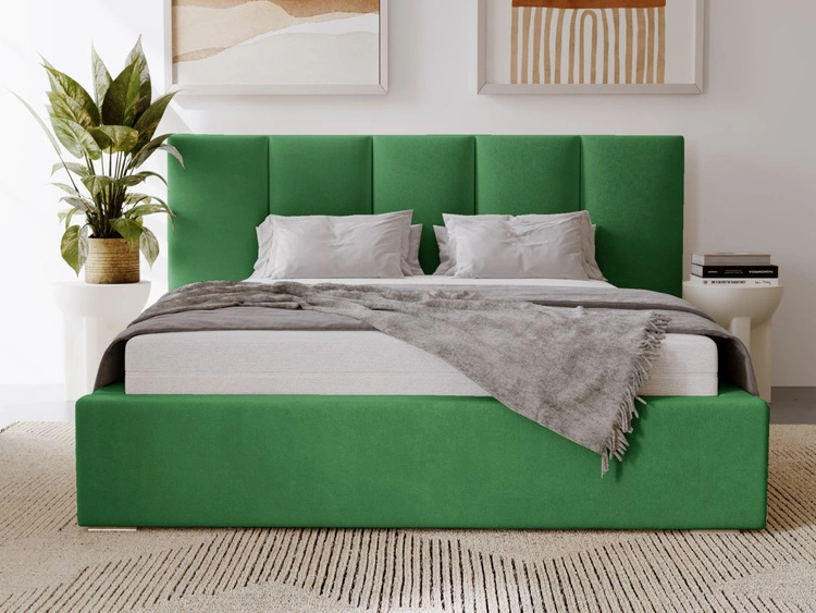 Polsterbett mit Bettkasten und Lattenrost 160x200 Lizbona Grün