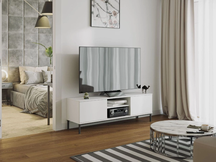 TV-Lowboard mit Türen 150 cm Soroko Weiß