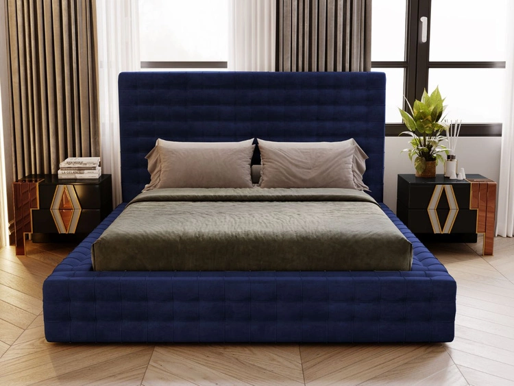 Polsterbett mit Bettkasten und Lattenrost 180x200 Barbados Blau