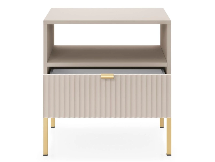 Nachtschrank mit Schublade Amber Kaschmir auf goldenen Beinen