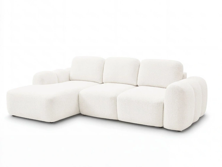 Ecksofa L-Form mit Schlaffunktion und Bettkasten Avelin Links Creme