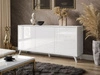 Dreitürige Kommode 154 cm Glamour-Stil auf weißfarbenen Beinen Vivance Weißglanz