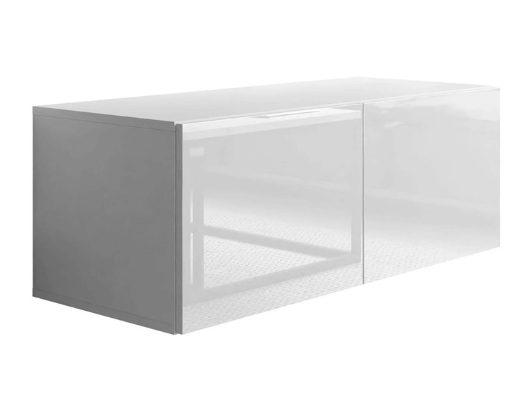 TV-Lowboard mit Türen und LED-Beleuchtung 100 cm Nodoo Weiß Hochglanz