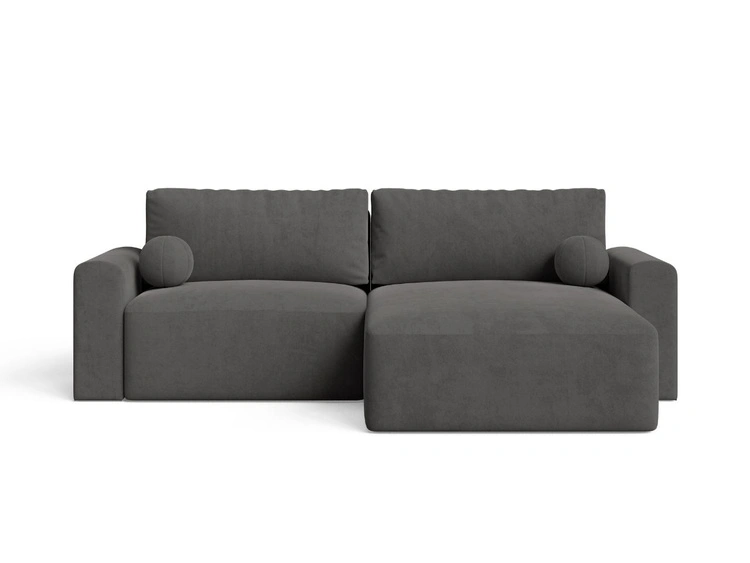Ecksofa L-Form mit Schlaffunktion und Bettkasten Aurora Dunkelgrau