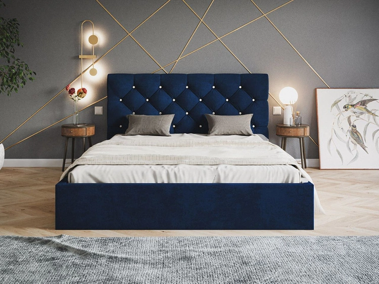 Polsterbett mit Bettkasten und Lattenrost 120x200 Selva Dunkelblau