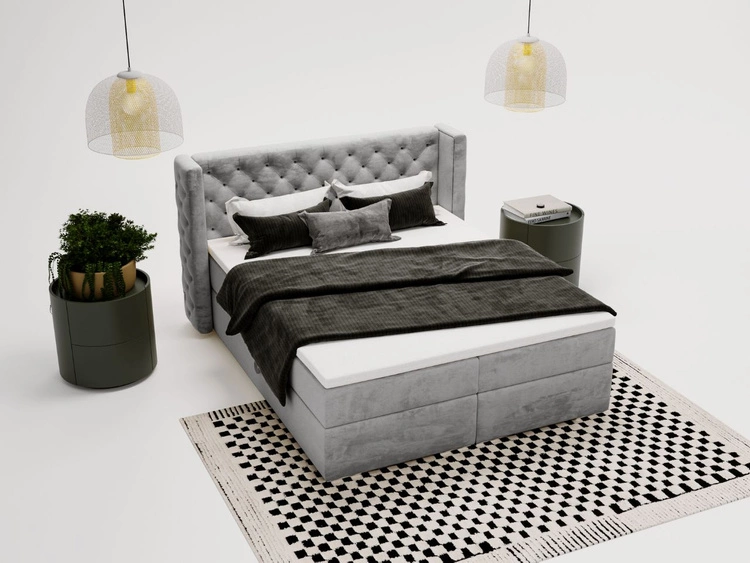 Boxspringbett mit Bettkasten 140x200 Lion Grau