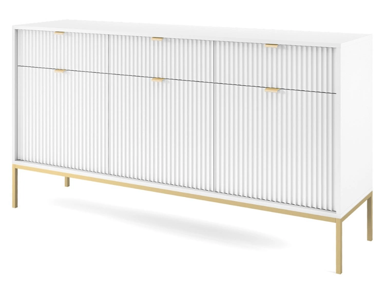 Kommode mit Türen und Schubladen Amber Weiß, Gold Frame