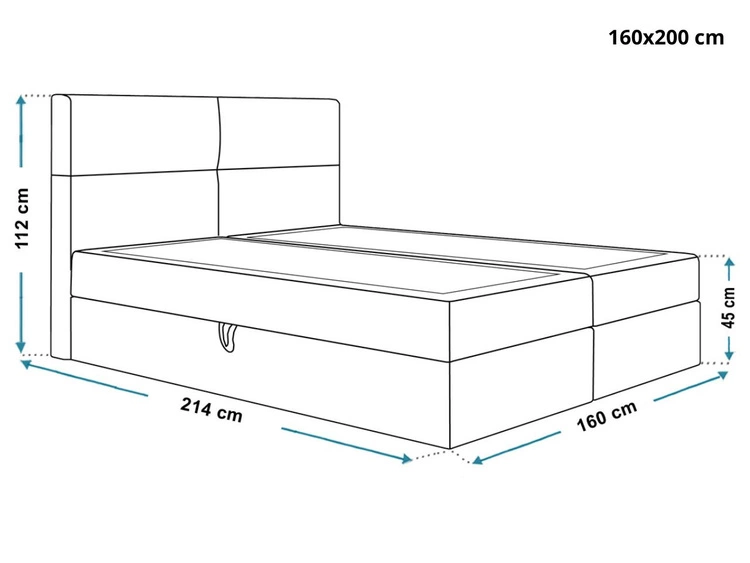 Boxspringbett mit Bettkasten 160x200 Hera Dunkelgrau