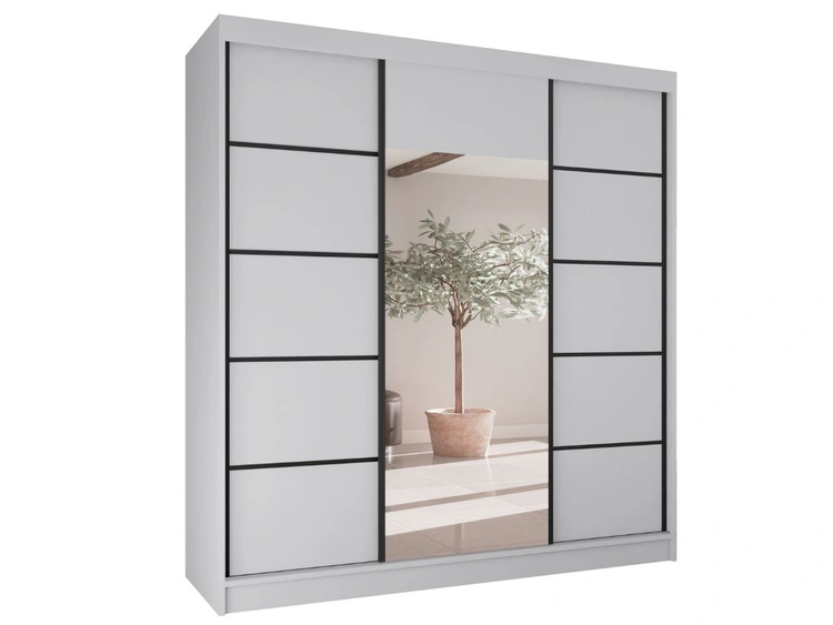 Schiebetürenschrank mit Spiegel 200 cm Maia Weiß