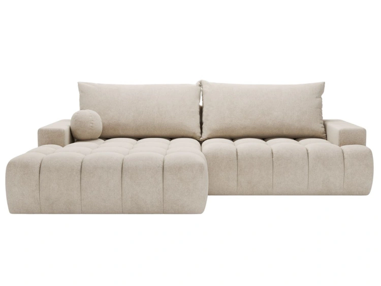 Ecksofa L-Form mit Schlaffunktion und Bettkasten Havi Links Hellbeige
