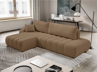 Ecksofa mit Schlaffunktion und Bettkasten Links Adoro Braun