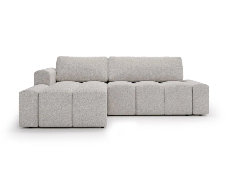 Ecksofa L-Form Links mit Schlaffunktion und Bettkasten Lana Weiß