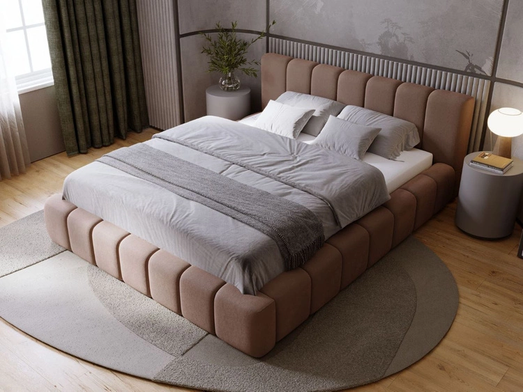 Polsterbett mit Bettkasten und Lattenrost 140x200 Orio Braun