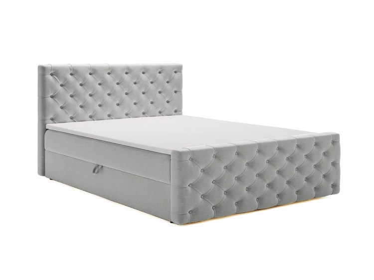 Boxspringbett mit Bettkasten 120x200 Montego Hellgrau