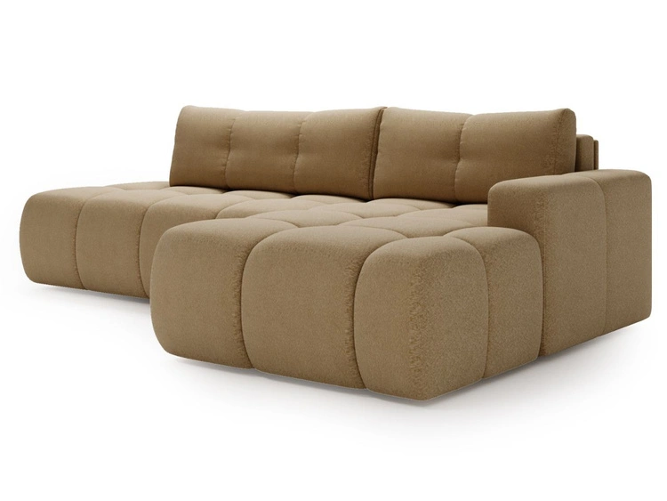 Ecksofa L-Form Rechts mit Schlaffunktion und Bettkasten Montero Hellbraun