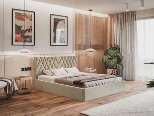 Polsterbett mit Bettkasten und Lattenrost 140x200 Andri Beige
