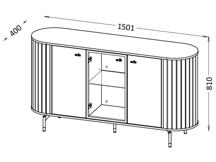 Möbel-Set für Wohnzimmer Soria Schwarz mat