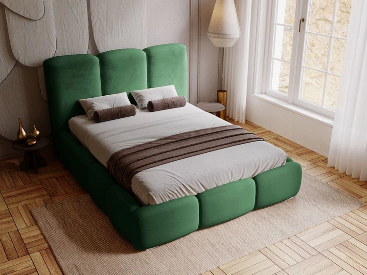 Polsterbett mit Bettkasten und Lattenrost 120x200 Bubble Grün